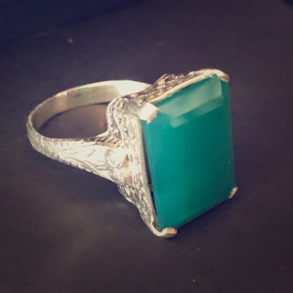 Sterling Silver Green Onyx Ring